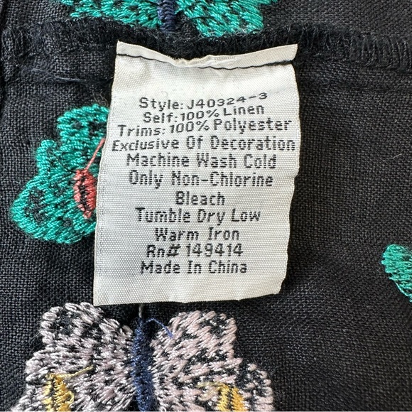 Johnny Was Linen Embroidered Black Kimono Jacket, size Large, like new! - Picture 9 of 14